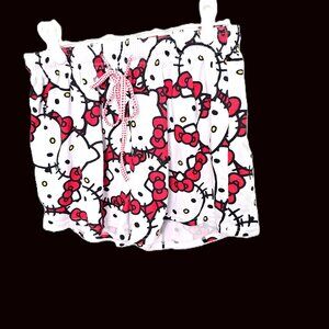 Hello Kitty Sleep Shorts Pajamas Red White Black Womens Size S/M
